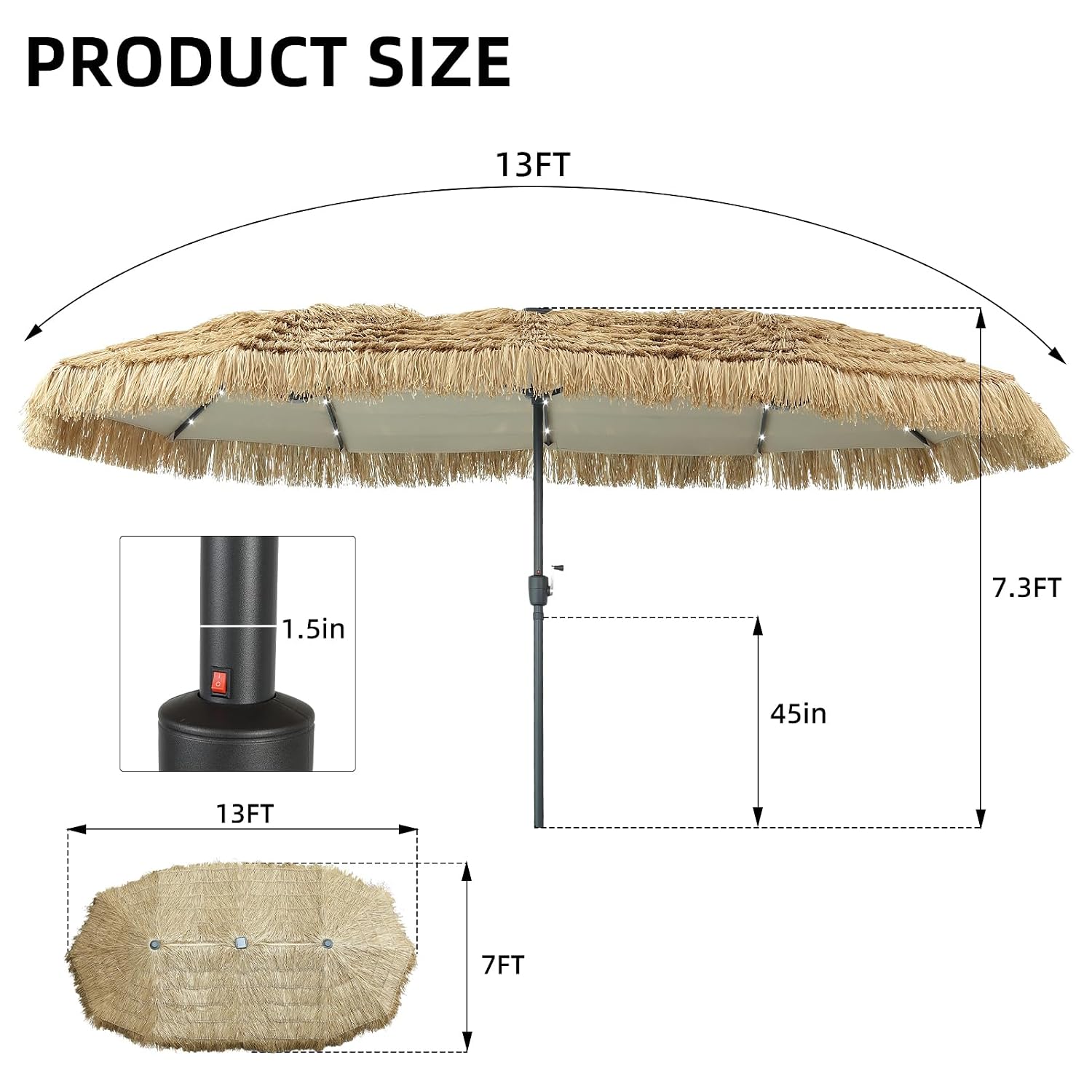 13ft Thatch Umbrella with Sola - đánh giá và giá Outdoor Furniture Umbrella