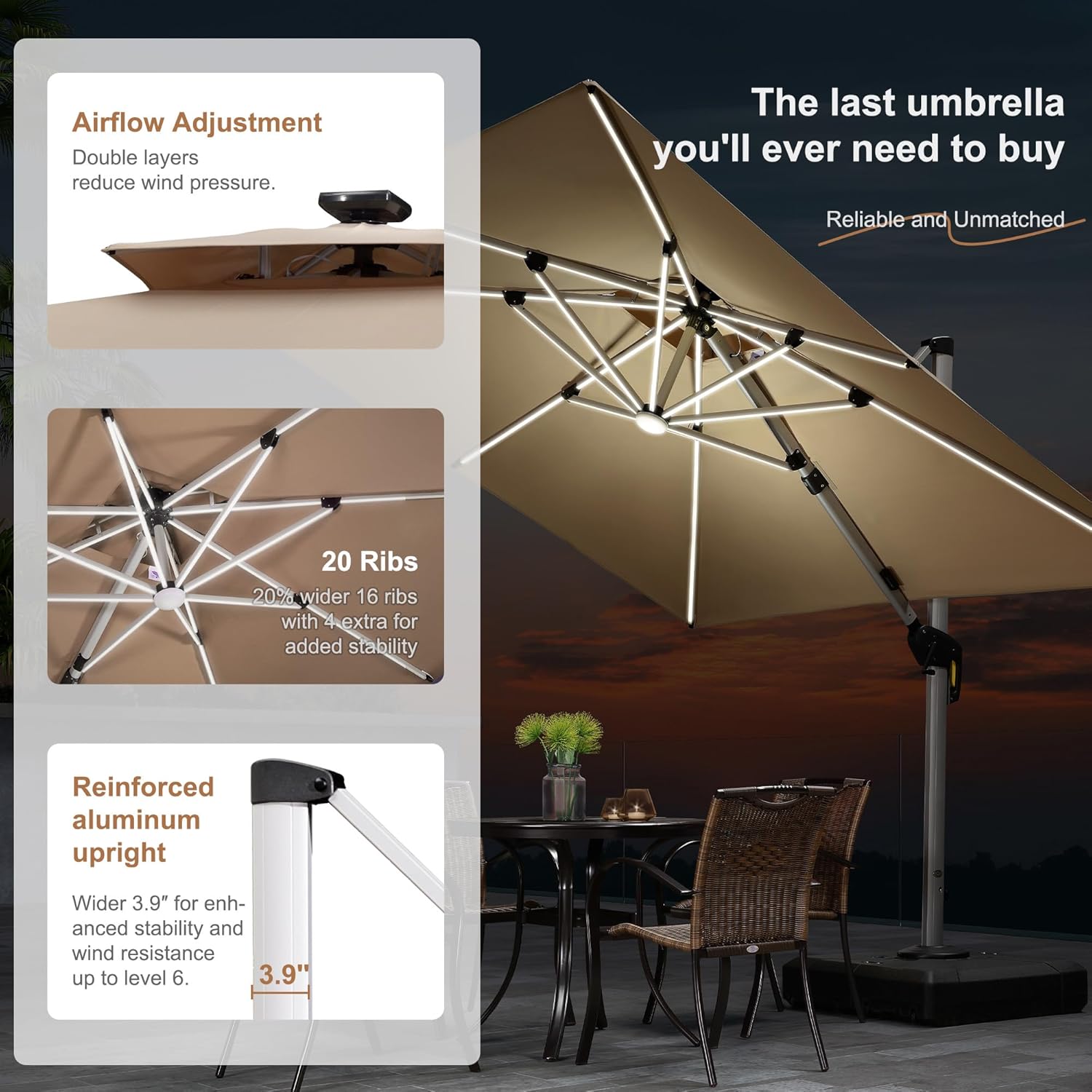 10' X 13' Double Top Deluxe So - đánh giá và giá Outdoor Furniture Umbrella