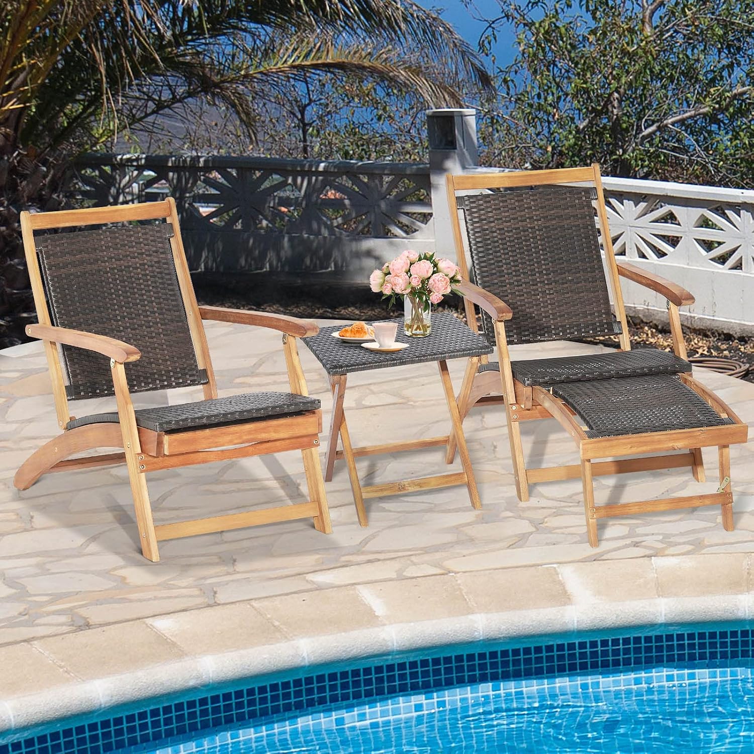 Foldable Outdoor Patio Lounge  - đánh giá và giá Outdoor Furniture Recliner Set